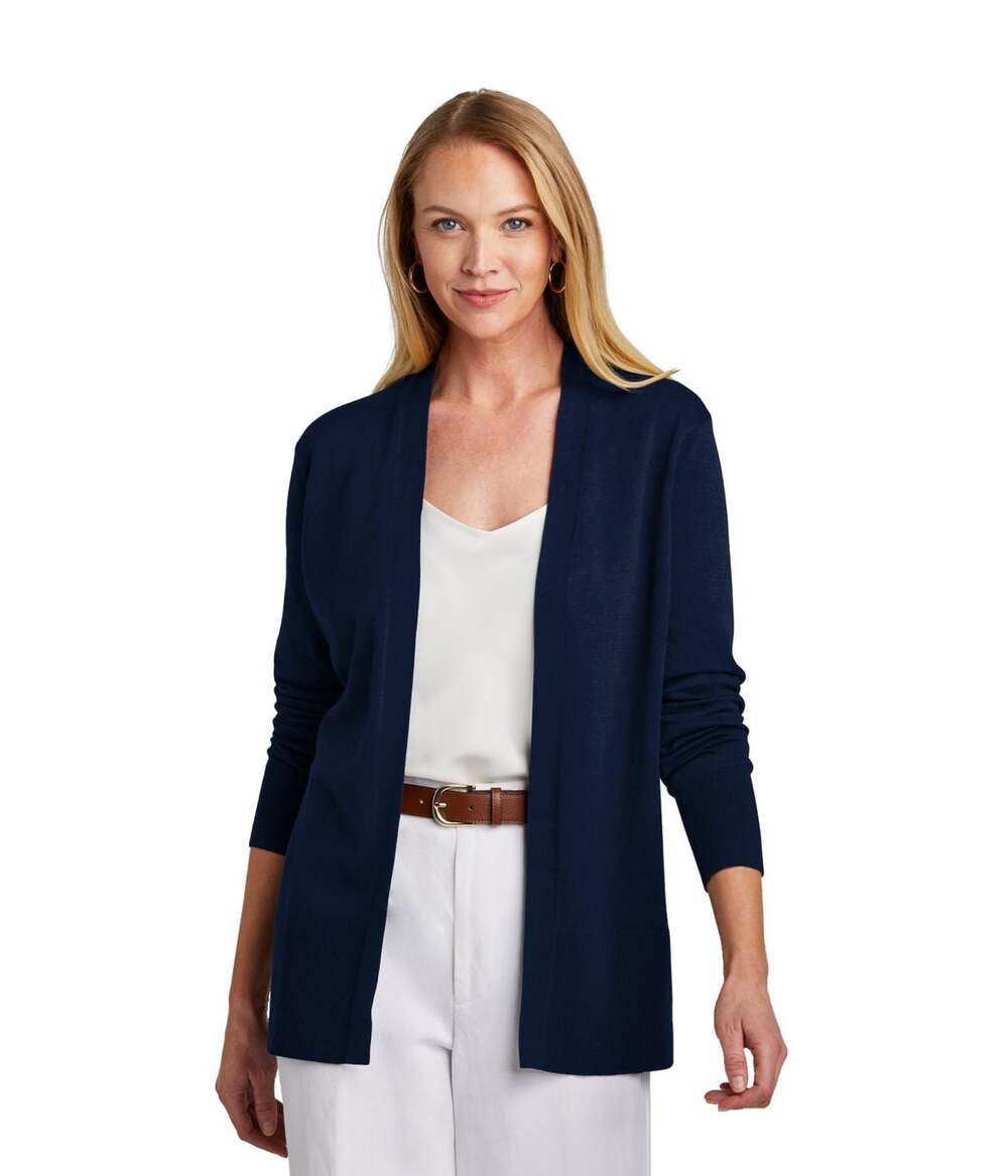 Talbots 100% Merino Wool Open Front Cardigan Soft Navy Petite